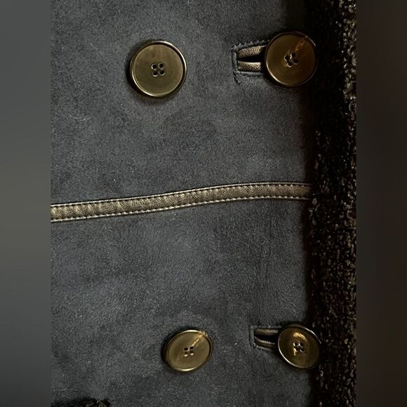 Zara Blue Faux Suede Shearling OVERCOAT Jacket Teddy Coat Long Size XS - Picture 12 of 12